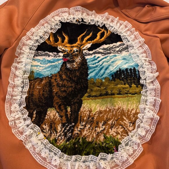 Valentines coat with heart buttons, Vintage Deer Tapestry Jacket - Picture 4 of 7